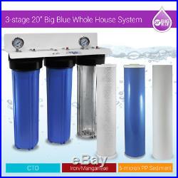 Iron Manganese Whole House 3 Stage 20x4.5 Max Water Filter 1Ports Single Oring