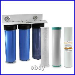 Iron Manganese Whole House 3 Stage 20x 4.5 Big Blue Max Water Filter 1 Ports