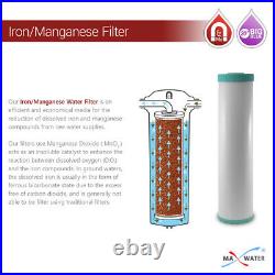 Iron Manganese Whole House 3 Stage 20x 4.5 Big Blue Max Water Filter 1 Ports
