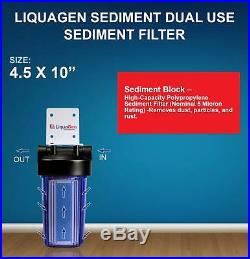 LiquaGen Whole House Big Blue Pre Filter System with Sediment Filter 4.5 x 20