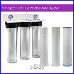 Max Water 1Port 3 Stage Big Blue 20x4.5 Clear Whole House Well Water Filter S