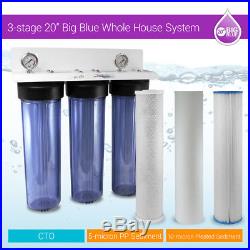 Max Water 1 Port 3 Stage Big Blue 20x4.5 Clear Whole House Well Water Filter