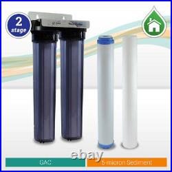 Max Water 2 Stage 20 x 2.5 Clear Housing Water Filter, Sediment Carbon GAC