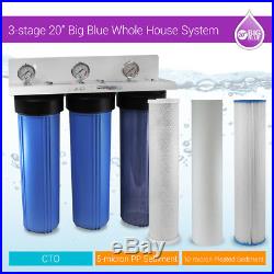 Max Water 3 Stage Big Blue 1 Port Whole House Water Filter + Pressure Gauge