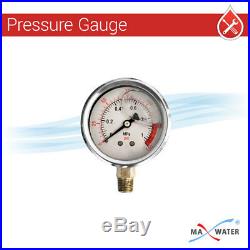 Max Water 3 Stage Big Blue 3/4 Port Whole House Water Filter + Pressure Gauge S