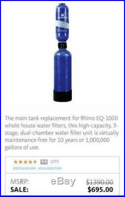 New $1,350 Aquasana Rhino EQ-1000R Replacement Tank Whole House Water Filter