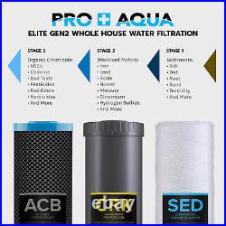 PRO+AQUA ELITE GEN2 3 Stage Whole House Water Filtration System, 1 Ports