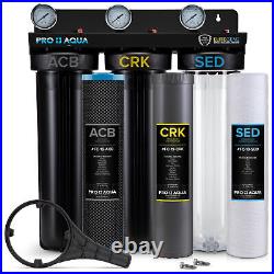 PRO+AQUA ELITE GEN2 Whole House 3 Stage Well Water Filter System, Gauges, 1