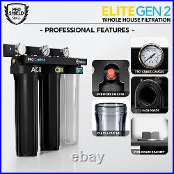 PRO+AQUA ELITE GEN2 Whole House 3 Stage Well Water Filter System, Gauges, 1