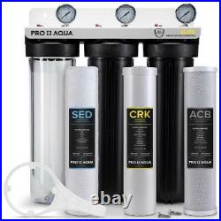 PRO+AQUA Whole House Water Filter System Indoor Threaded Fitting 3-Stage Gauges