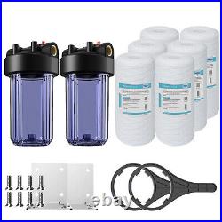 SimPure 2-Stage 10 Clear Whole House Water Filter Housing &6PCS String Sediment