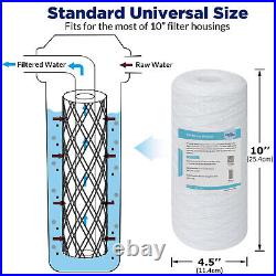 SimPure 2-Stage 10 Clear Whole House Water Filter Housing &6PCS String Sediment