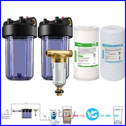 SimPure 2-Stage 10 Clear Whole House Water Filter Housing &Spin Down Pre-Filter