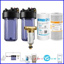 SimPure 2-Stage 10 Clear Whole House Water Filter Housing & Spin Down Sediment