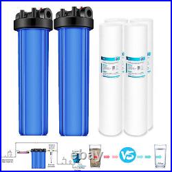 SimPure 2-Stage 20 Inch Big Blue Whole House Water Filter Housing &4 PP Sediment