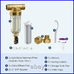 SimPure 2-Stage Whole House Water Filter System 10x4.5 Big Blue Carbon Block