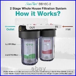SimPure 2-Stage Whole House Water Filter System 10x4.5 Big Blue Clear Housings