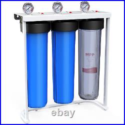 SimPure 3-Stage Whole House Water Filter System 20x4.5 Big Blue Pressure Gauge