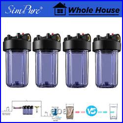SimPure 4 Pack 10 Inch Whole House Water Filter Housing Fit 4.5 x 10 Filters
