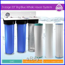 Stage 20x4.5 Big Blue Whole House / Well Water Filter system 1 NPT Ports