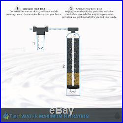 Tier1 Whole House Carbon+KDF+Water Softener for 3-6 Bathrooms w Pre-Filter