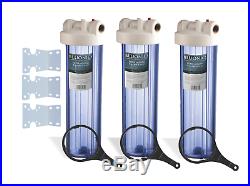 Triple 20 Big Blue Whole House Clear Water Filter with Sediment & Carbon