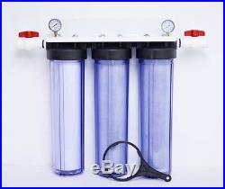Triple BB Whole House Water Filter Clear Housings -1 Sediment 2 Carbon BV&G