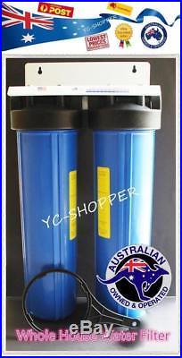 Twin Big Blue 20x 4.5 Whole House Household Water Filter System + Filters