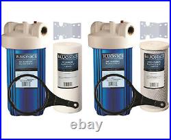 Two 10 Big Blue Whole House Water Filter Purifier with Sediment Carbon & Bracket
