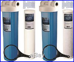 Two 20 Whole House Big Blue Water Filter Purifier with BLUONICS Sediment & Carbon