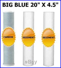 USA Water 3 Stage 20x4.5 Big Blue 1 Whole House Water Filter/2 Pressure Gauge