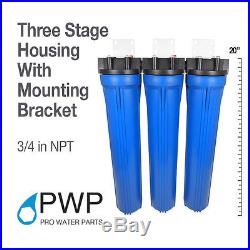 Water Filter Whole House 2.5inx20in Three Stage Filtration System 3/4in Inlet