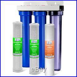 Water Filtration System Carbon Block Whole House Water Filter Triple 3-Stage 20