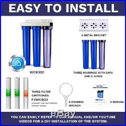 Water Filtration System Carbon Block Whole House Water Filter Triple 3-Stage 20