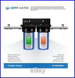 Water Filtration System Whole House 2 Stage Sediment Carbon Block Filters Home