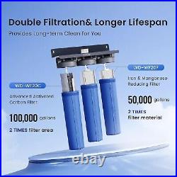 Waterdrop 3-Stage Whole House Water Filter System, Reduce Iron&Manganese