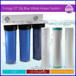 Whole House Iron Manganese Filter 3 Stages 20x 4.5 Big Blue 3/4 Ports