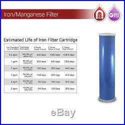 Whole House Iron Manganese Filter 3 Stages 20x 4.5 Big Blue 3/4 Ports Double O