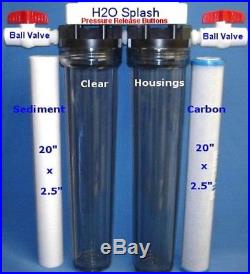 Whole House Water Filter 20x2.5 Sediment/Carbon Clear Housings BV