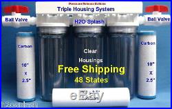 Whole House Water Filter /Sediment/Carbon/Drinking/RO 3/4 Ports-Clear Housings