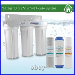 Whole House Water Filter System 2.5 x 10 White 3 Stage Filtration 3/4 Inlet