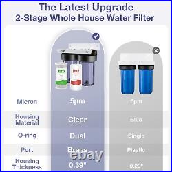 Whole House Water Filter System, 2-Stage Clear Home Water Filtration with Carbon