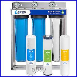 Whole House Water Filter System 3Stage Carbon Sediment GAC WithPressure Gauge 20