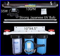 Whole House Water Filter System, 3X 10x4.5, 25GPM, 1+ 1 x UV/35W, 10GPM, 3/4