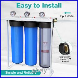 Whole House Water Filter System 4.5 x 20 Three Stage Filtration 1 NPT Port