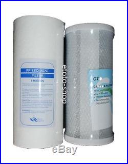 Whole House Water Filter System Big Blue (2 stages) 10 x 4.5 Carbon + Sediment