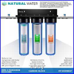 Whole House Water Filter System With Sediment, Carbon, and Iron & Manganese Reduci