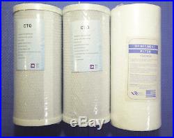 Whole House Water Filters, 25GPM, 4.5x10, 1 3 + cartridges, CTO, 1 Micron