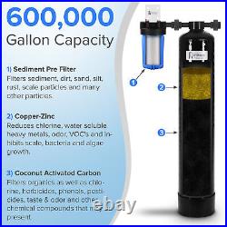 Whole House Water Filtration System 600,000 gal capacity withPre-filter, GAC/KDF