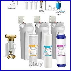 Whole House Water Pre-Filter System +3Pack 10 Water Filter Housing with Cartridge
